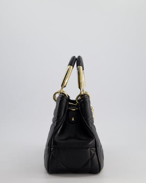 Christian Dior Black Lady 95.22 Bag in Cannage Lambskin Leather With Champagne Gold Hardware