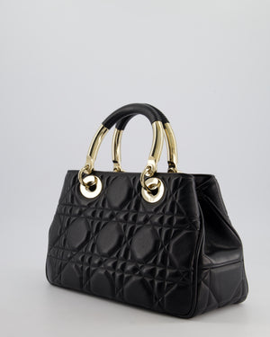 Christian Dior Black Lady 95.22 Bag in Cannage Lambskin Leather With Champagne Gold Hardware