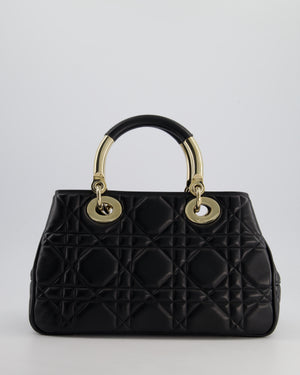 Christian Dior Black Lady 95.22 Bag in Cannage Lambskin Leather With Champagne Gold Hardware