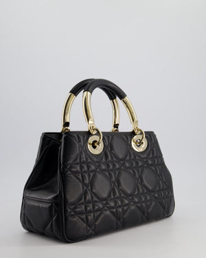 Christian Dior Black Lady 95.22 Bag in Cannage Lambskin Leather With Champagne Gold Hardware