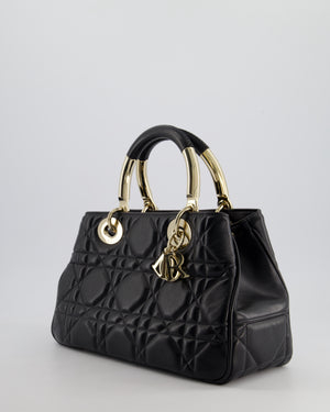 Christian Dior Black Lady 95.22 Bag in Cannage Lambskin Leather With Champagne Gold Hardware