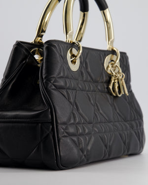 Christian Dior Black Lady 95.22 Bag in Cannage Lambskin Leather With Champagne Gold Hardware