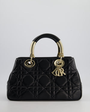 Christian Dior Black Lady 95.22 Bag in Cannage Lambskin Leather With Champagne Gold Hardware