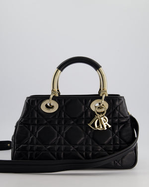 Christian Dior Black Lady 95.22 Bag in Cannage Lambskin Leather With Champagne Gold Hardware