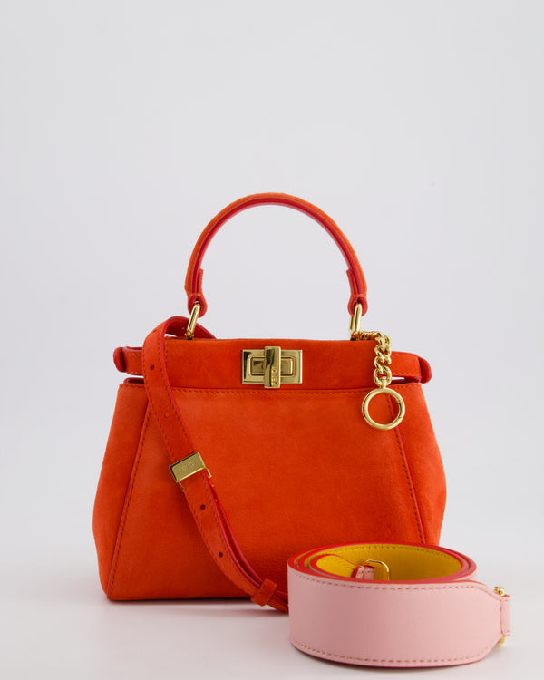 *FIRE PRICE* Fendi Burnt Orange Mini Peekaboo Bag in Suede Leather with Gold Hardware