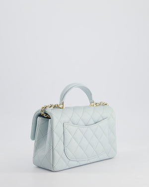 Chanel Baby Blue Mini Rectangular Top Handle Bag in Lambskin Leather with Champagne Gold Hardware