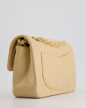 *RARE* Chanel Beige Small Classic Double Flap Bag in Caviar Leather with Gold Hardware