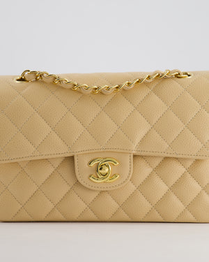 *RARE* Chanel Beige Small Classic Double Flap Bag in Caviar Leather with Gold Hardware