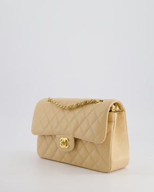 *RARE* Chanel Beige Small Classic Double Flap Bag in Caviar Leather with Gold Hardware