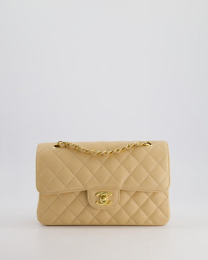 *RARE* Chanel Beige Small Classic Double Flap Bag in Caviar Leather with Gold Hardware