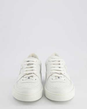 Chanel 23S White Sneakers in Calfskin Leather with Logo Detail Size EU 38