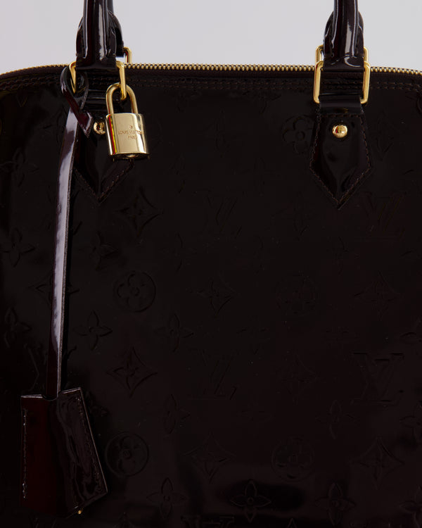 Louis Vuitton Alma Large Bag in Burgundy Monogram Patent Leather with Gold Hardware