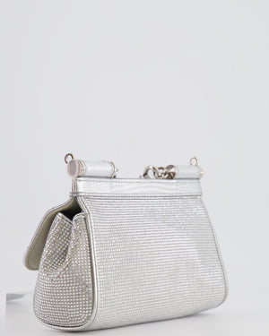 Dolce & Gabbana x Kim Sicily Silver Small Top Handle Bag With Studs Details and Silver Hardware