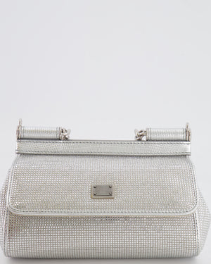 Dolce & Gabbana x Kim Sicily Silver Small Top Handle Bag With Studs Details and Silver Hardware