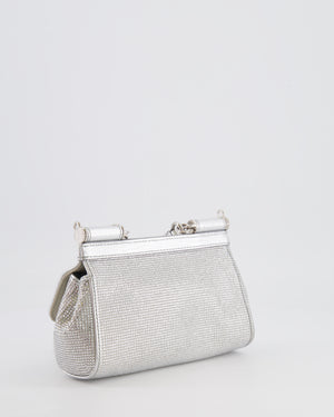 Dolce & Gabbana x Kim Sicily Silver Small Top Handle Bag With Studs Details and Silver Hardware