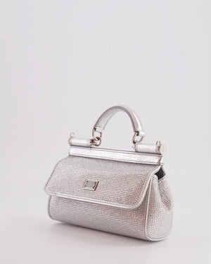 Dolce & Gabbana x Kim Sicily Silver Small Top Handle Bag With Studs Details and Silver Hardware