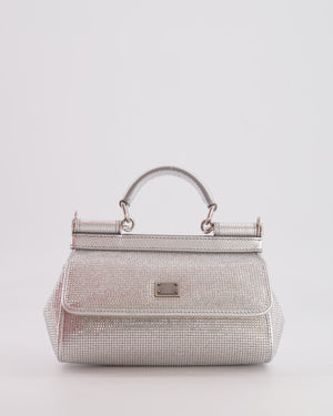 Dolce & Gabbana x Kim Sicily Silver Small Top Handle Bag With Studs Details and Silver Hardware