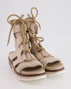 Hermès Beige Gladiator Leather Sandals Size EU 38