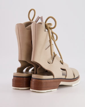 Hermès Beige Gladiator Leather Sandals Size EU 38