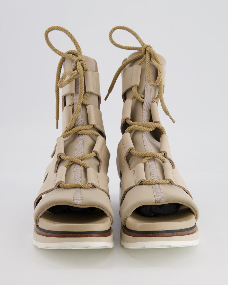 Hermès Beige Gladiator Leather Sandals Size EU 38