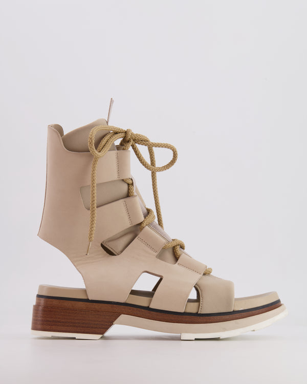 Hermès Beige Gladiator Leather Sandals Size EU 38