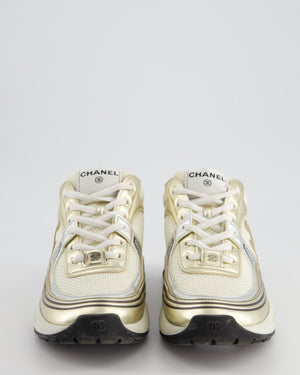 Chanel Gold and Silver Metallic Mesh CC Trainers Size EU 40