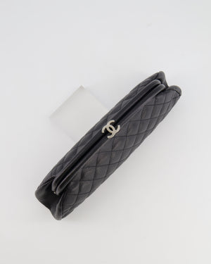 Chanel Black Timeless Caviar Leather Clutch with Silver Hardware