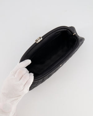 Chanel Black Timeless Caviar Leather Clutch with Silver Hardware