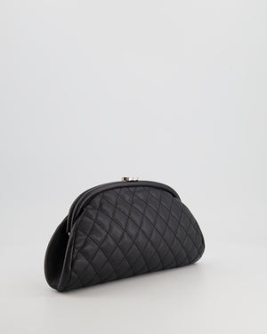 Chanel Black Timeless Caviar Leather Clutch with Silver Hardware