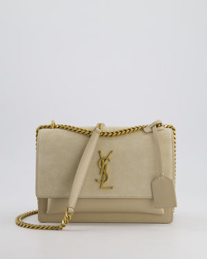 *HOT* Saint Laurent Beige Medium Sunset Bag in Smooth Calfskin Leather & Suede with Antique Gold Hardware RRP £1,930