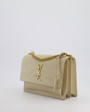 *HOT* Saint Laurent Beige Medium Sunset Bag in Smooth Calfskin Leather & Suede with Antique Gold Hardware RRP £1,930