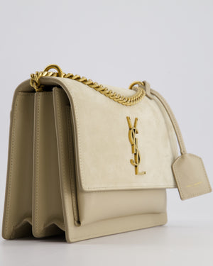 *HOT* Saint Laurent Beige Medium Sunset Bag in Smooth Calfskin Leather & Suede with Antique Gold Hardware RRP £1,930