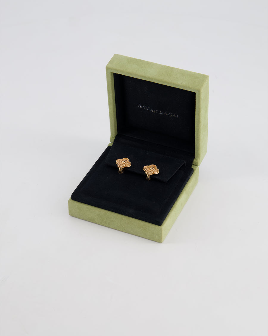 *RARE* Van Cleef & Arpels Vintage Alhambra Hammered Earrings in 18K Rose Gold