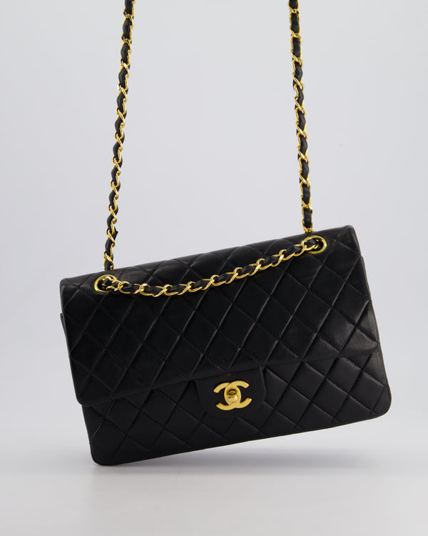 *AMAZING CONDITION* Chanel Black Vintage Classic Medium Double Flap Bag in Lambskin Leather with 24K Gold Hardware