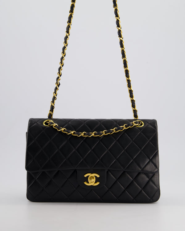 *AMAZING CONDITION* Chanel Black Vintage Classic Medium Double Flap Bag in Lambskin Leather with 24K Gold Hardware