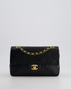 *AMAZING CONDITION* Chanel Black Vintage Classic Small Double Flap Bag in Lambskin Leather with 24K Gold Hardware