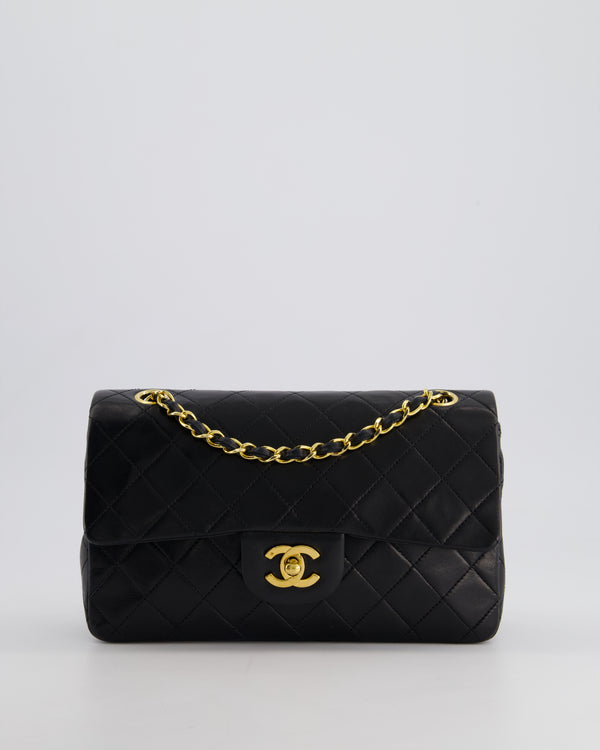 *AMAZING CONDITION* Chanel Black Vintage Classic Small Double Flap Bag in Lambskin Leather with 24K Gold Hardware