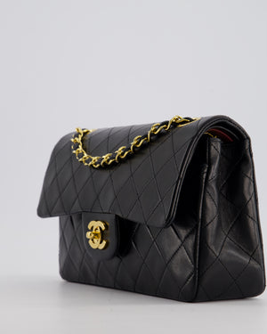 *AMAZING CONDITION* Chanel Black Vintage Classic Small Double Flap Bag in Lambskin Leather with 24K Gold Hardware