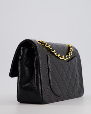 *AMAZING CONDITION* Chanel Black Vintage Classic Small Double Flap Bag in Lambskin Leather with 24K Gold Hardware