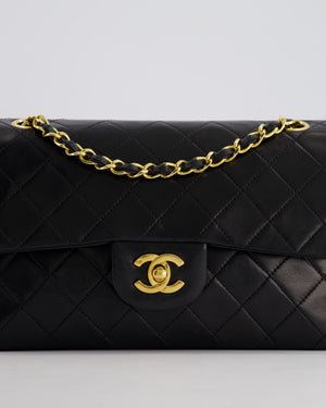 *AMAZING CONDITION* Chanel Black Vintage Classic Small Double Flap Bag in Lambskin Leather with 24K Gold Hardware