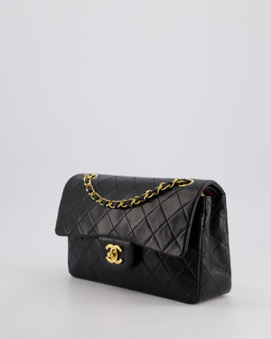 *AMAZING CONDITION* Chanel Black Vintage Classic Small Double Flap Bag in Lambskin Leather with 24K Gold Hardware