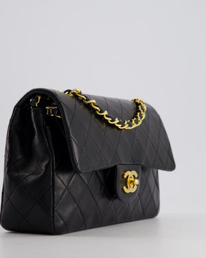 *AMAZING CONDITION* Chanel Black Vintage Classic Small Double Flap Bag in Lambskin Leather with 24K Gold Hardware