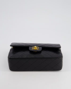 *AMAZING CONDITION* Chanel Black Vintage Classic Small Double Flap Bag in Lambskin Leather with 24K Gold Hardware