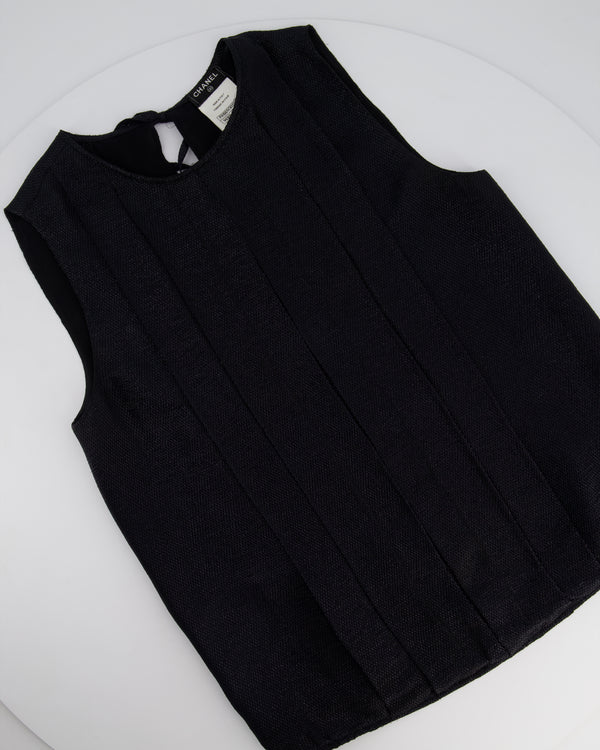 Chanel Black Pleated Sleeveless Vest Top Size FR 34 (UK 6)