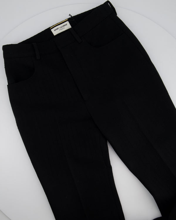 Saint Laurent Black Pin Stripe Straight Leg Trousers Size FR 34 (UK 6)