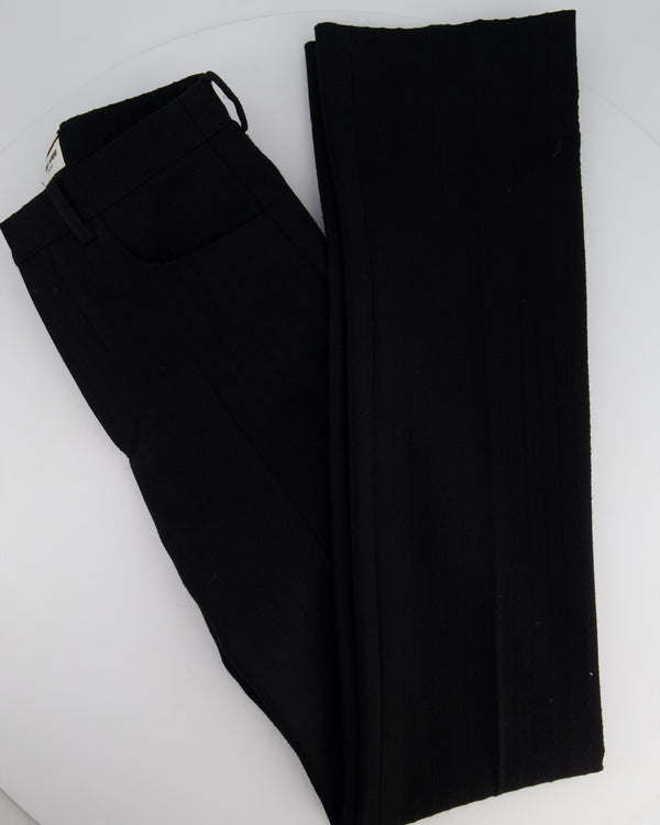 Saint Laurent Black Pin Stripe Straight Leg Trousers Size FR 34 (UK 6)