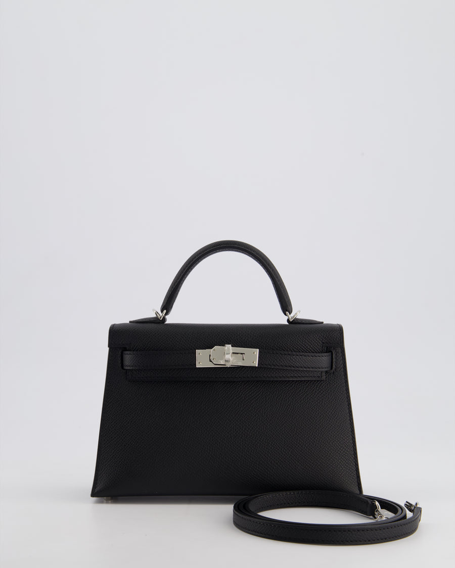 Hermès Mini Kelly II 20cm in Noir Epsom Leather with Palladium Hardware