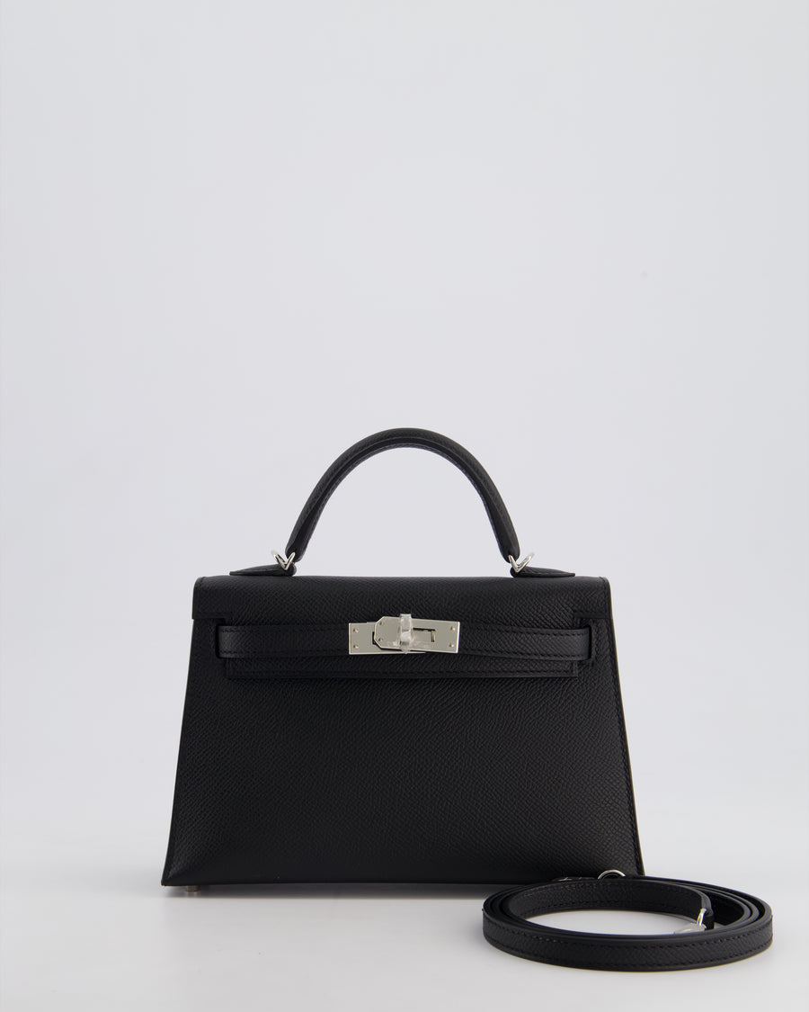 Hermès Mini Kelly II 20cm in Noir Epsom Leather with Palladium Hardware