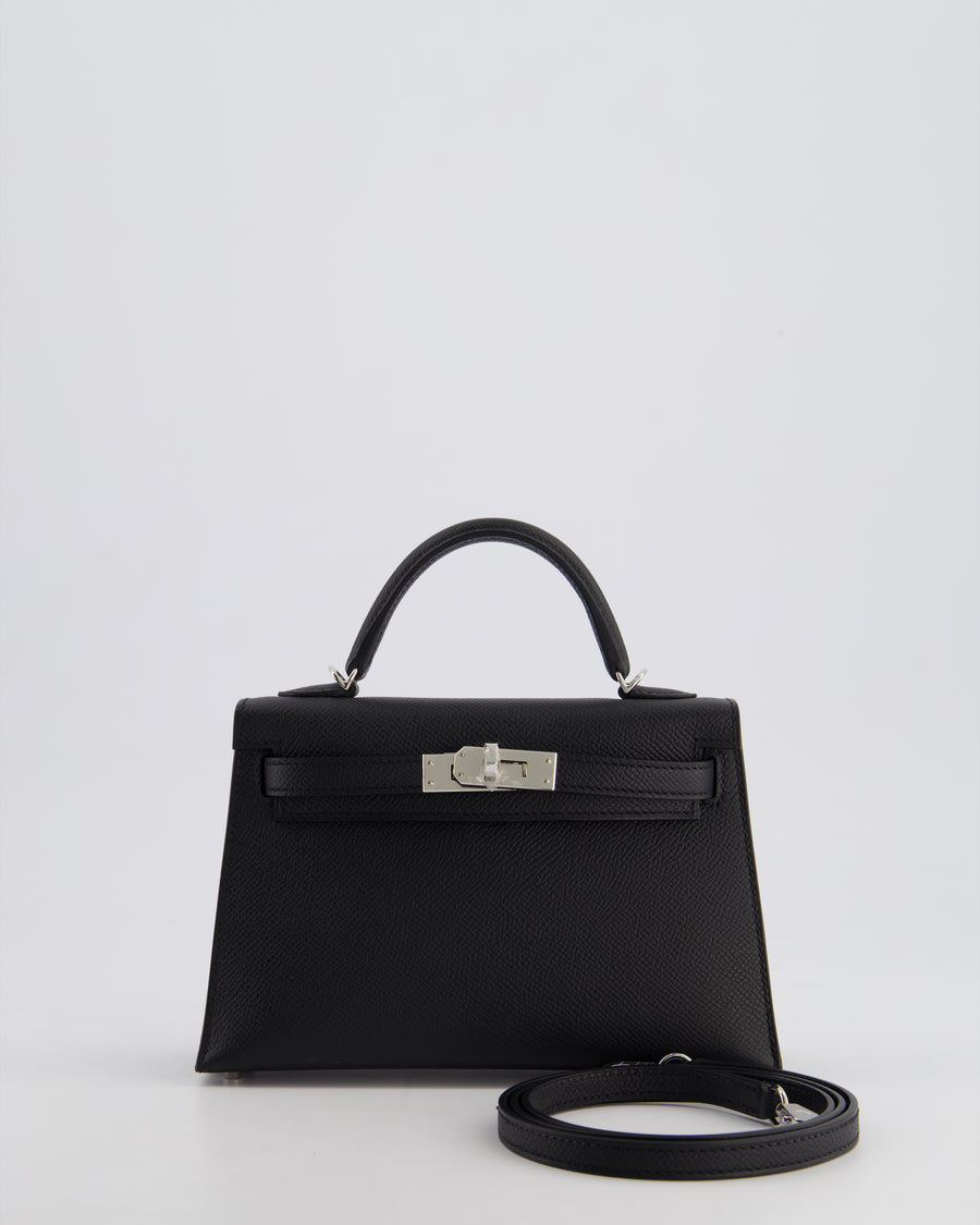 Hermès Mini Kelly II 20cm in Noir Epsom Leather with Palladium Hardware