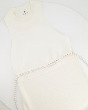 Hermès White Knitted Sleeveless Midi Dress with Waist String Details Size FR 36 (UK 8)